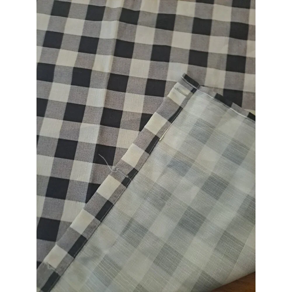 White Black Checked Fabric Shower Curtain Plaid Country Farmhouse Cottage